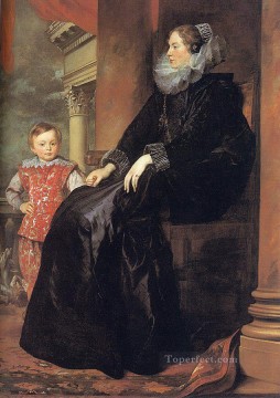 Noble genovesa con su hijo, pintor de la corte barroca Anthony van Dyck Pinturas al óleo